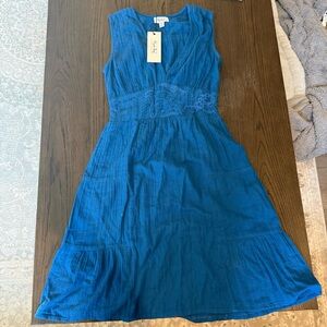 NWT Myra Bag Teal Blue Sleeveless V-Neck Midi Dress Size Small